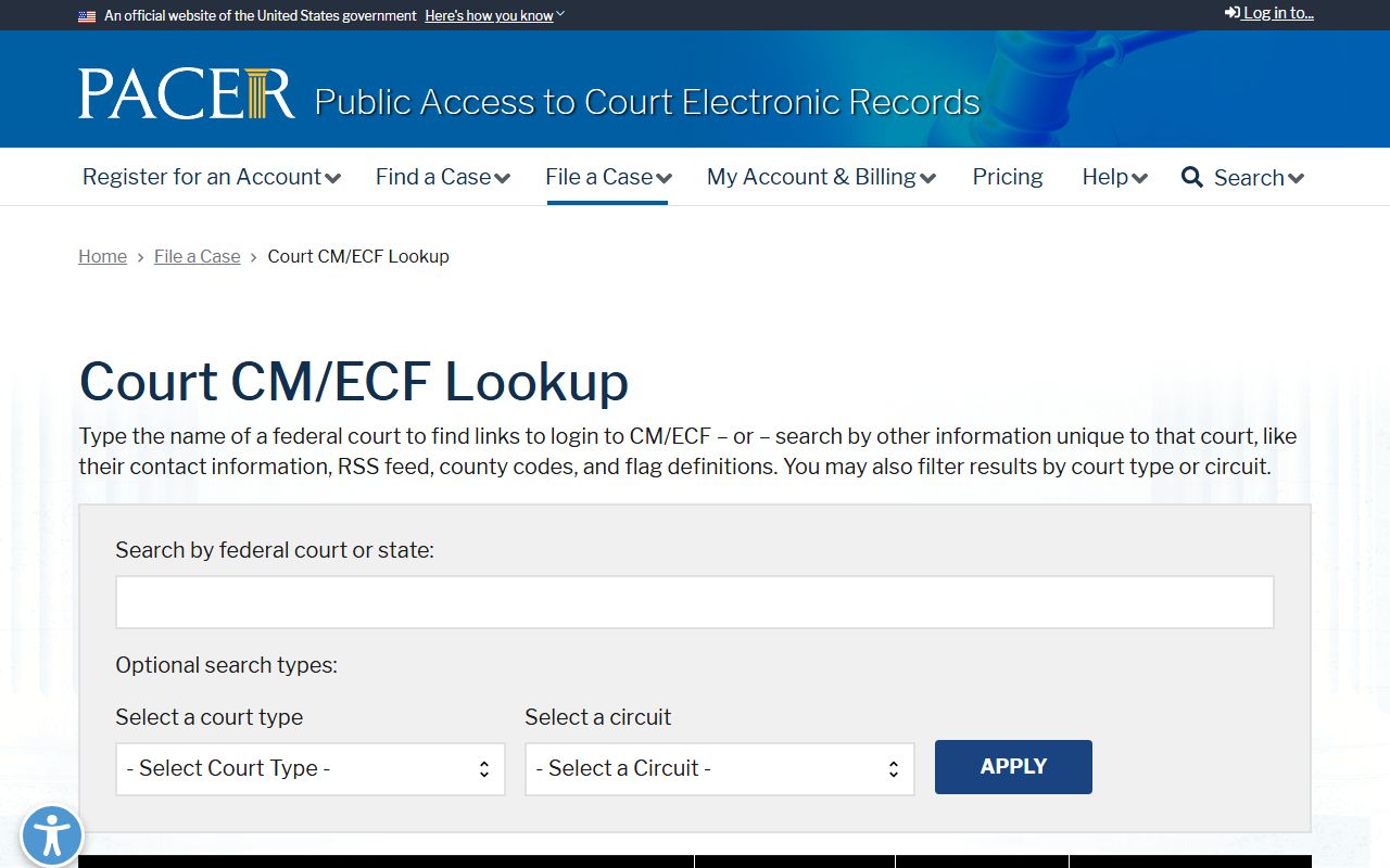 PACER CM/ECF court lookup for New Jersey federal dockets