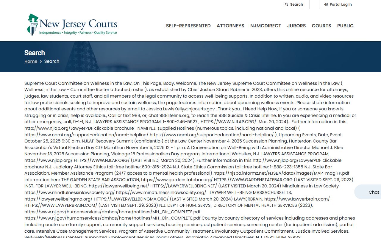 NJ Courts public case database search page for Bergen County court records