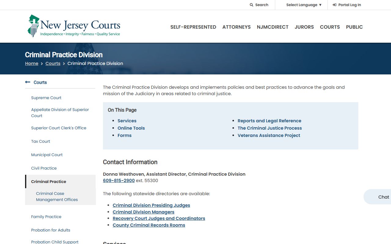 NJ Courts Criminal Practice page for Bergen County arrest records