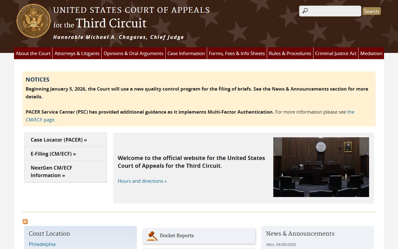 Third Circuit Court of Appeals site for Bergen County federal appeals